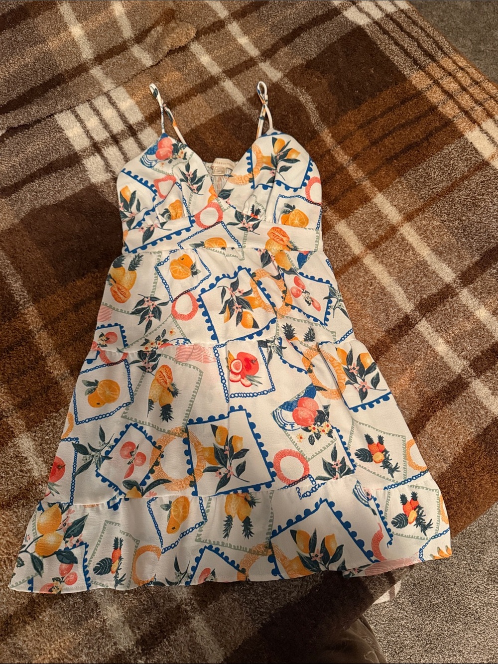 Monteau White Citrus Print Mini Dress